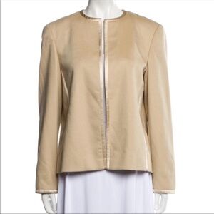 Escada Vintage circle neck jacket silk wool angora luxury fur coat size 40